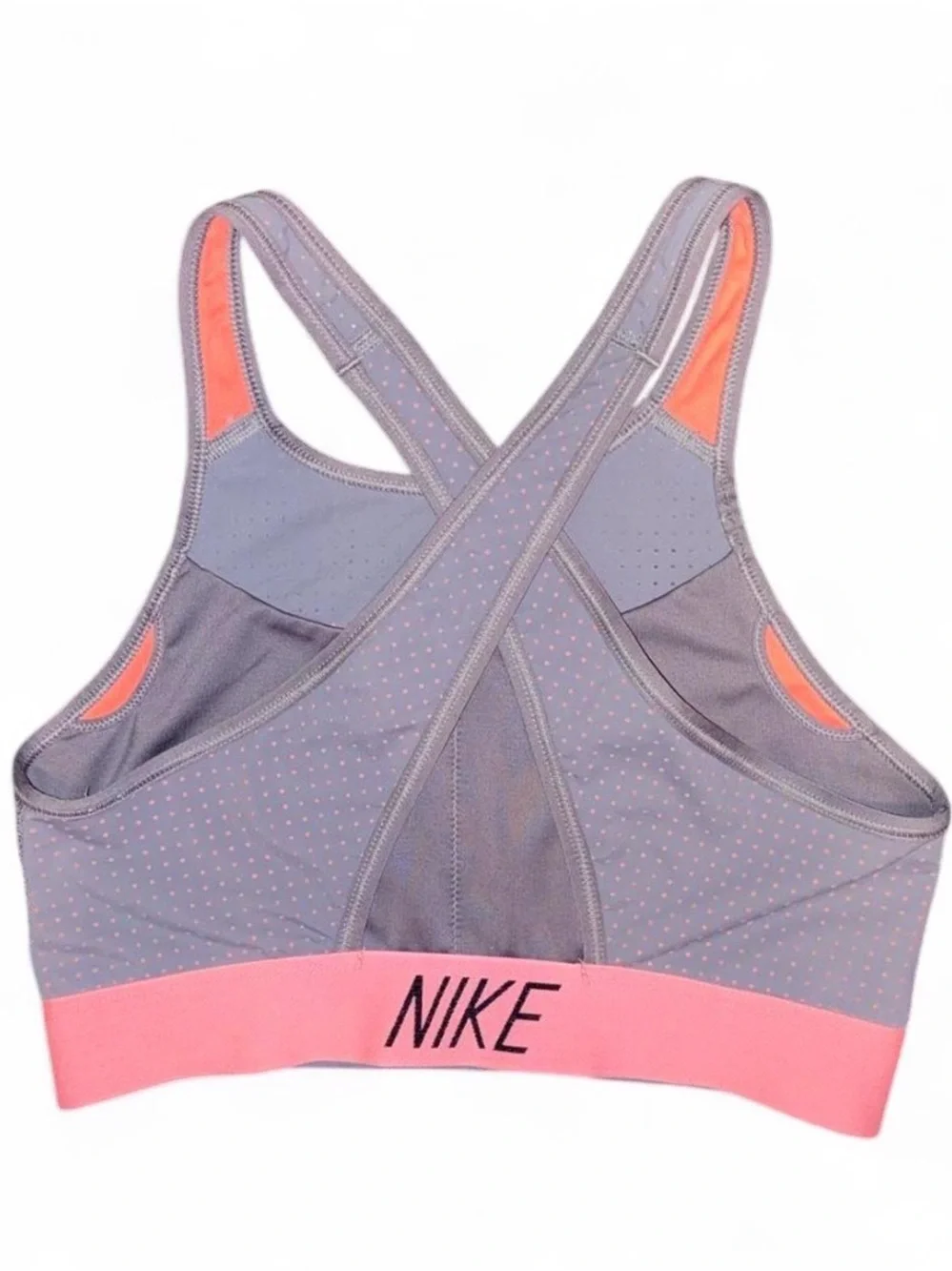 Nike Gray and Pink Crossback Medium-Impact Sports Bra